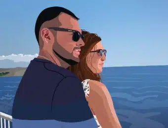 vignette d'un portrait de couple sur un bateau