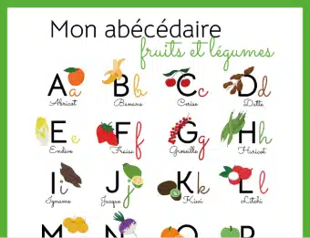 vignette d'un abécédaire sur le thème des fruits et légumes