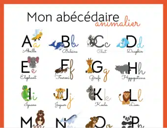 vignette d'un abécédaire sur le thème des animaux